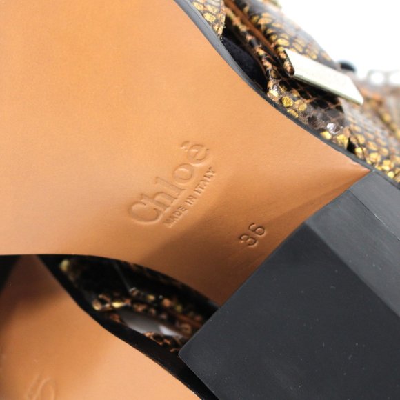 Chloe Rylee Leather Gold Python Embossed Caged Cut-Out Ankle Booties 36 NEW Boot - Picture 8 of 8